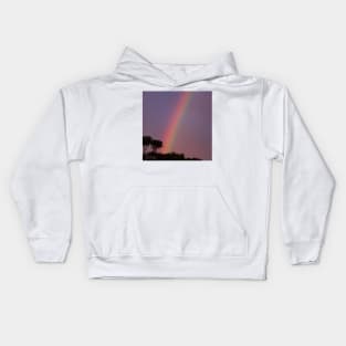 Rainbow Against Purple Sky Kids Hoodie